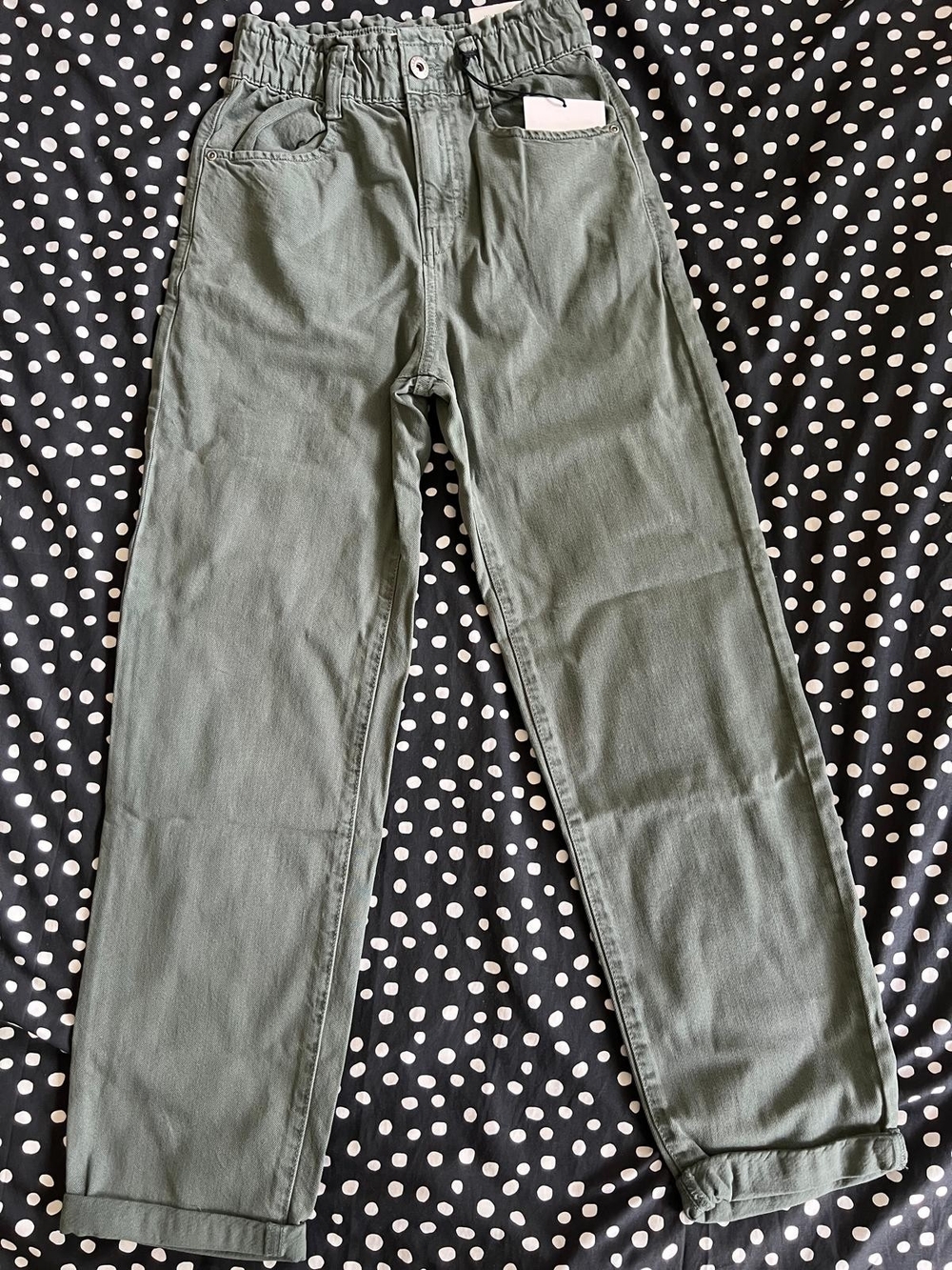 Pull And Bear Women's Olive Green Relaxed Fit Jeans